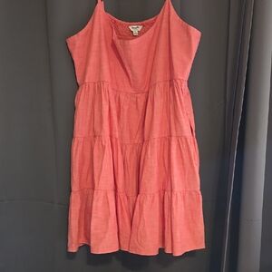 Coral Tiered Sleeveless Sundress